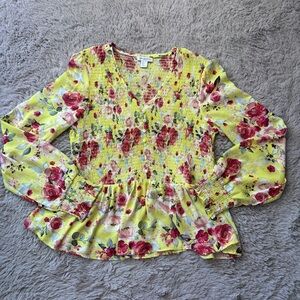 Carolina Belle Yellow and Red Floral Blouse